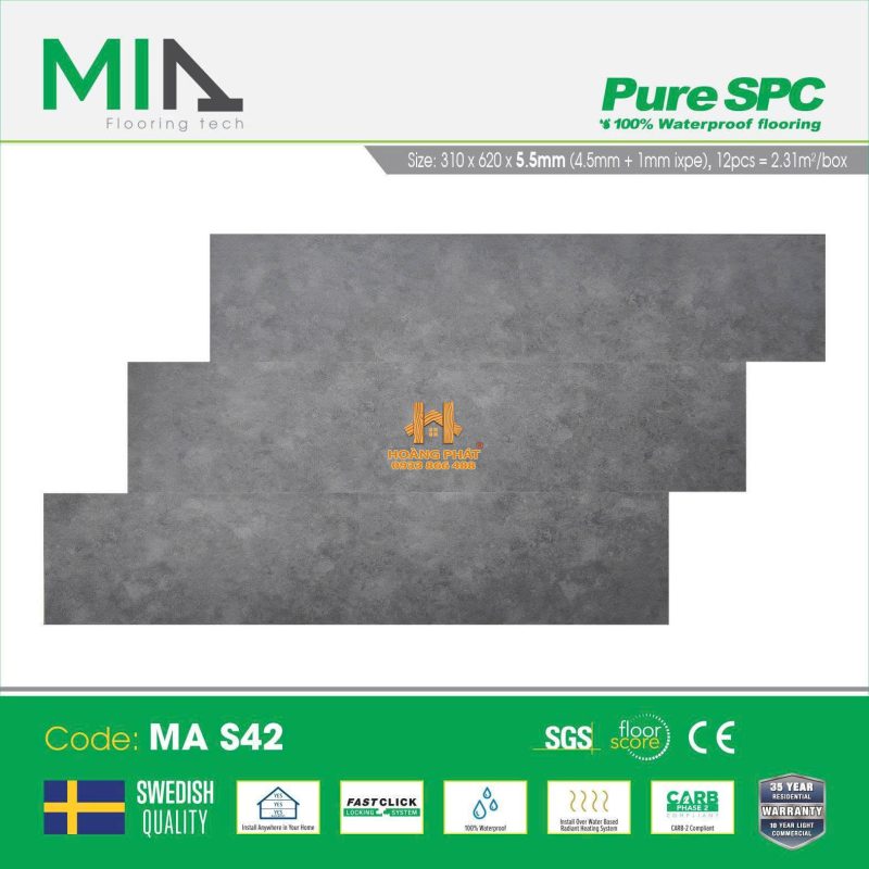 Sàn Nhựa Hèm Khóa MIA MA-S42 5.5mm