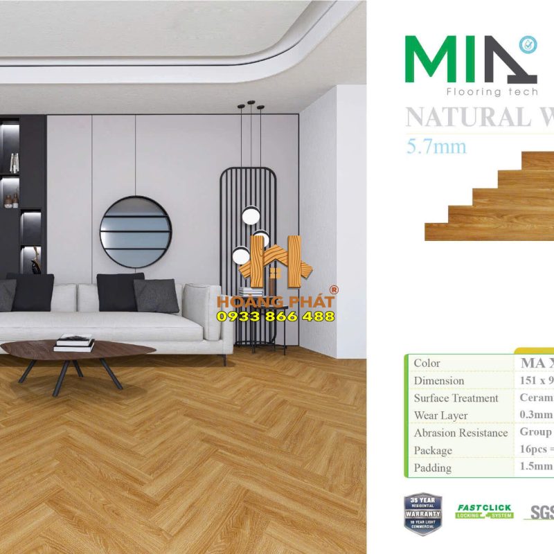 Sàn Nhựa Xương Cá MIA MA-XC05 5.7mm Đế Cao Su