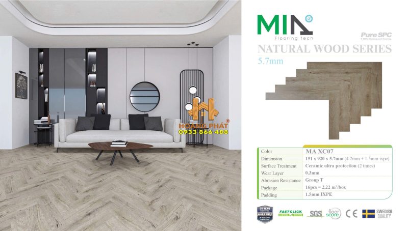 Sàn Nhựa Xương Cá MIA MA-XC07 5.7mm Đế Cao Su