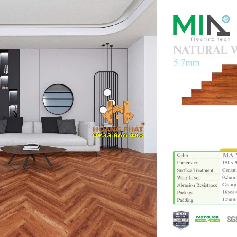 Sàn Nhựa Xương Cá MIA MA-XC11 5.7mm Đế Cao Su