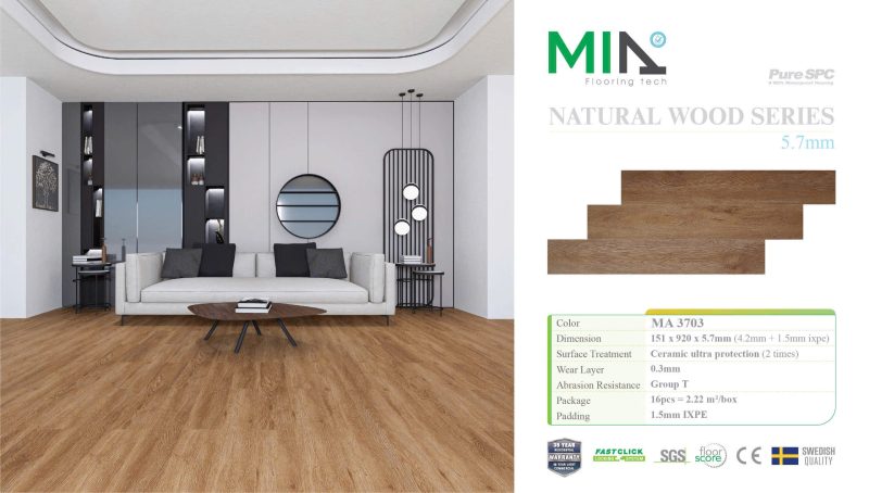 Sàn Nhựa Hèm Khóa MIA MA3703 5.7mm Đế Cao Su
