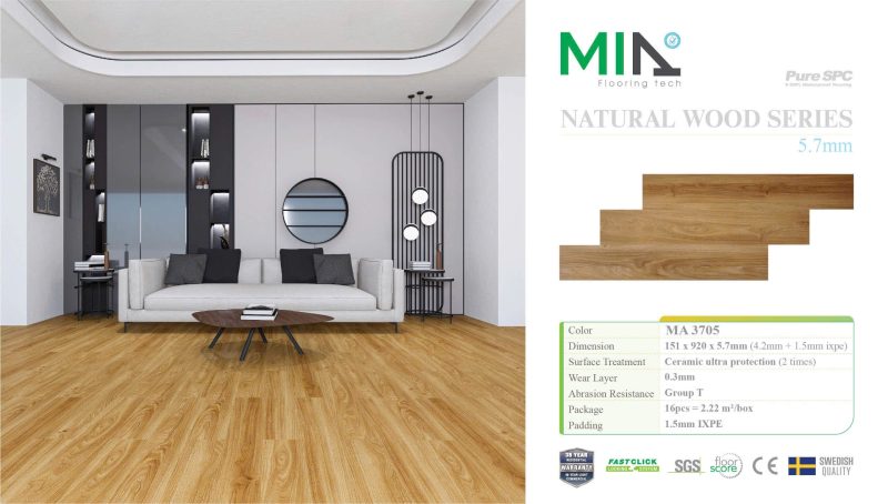 Sàn Nhựa Hèm Khóa MIA MA3705 5.7mm Đế Cao Su