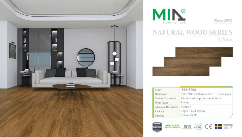 Sàn Nhựa Hèm Khóa MIA MA3708 5.7mm Đế Cao Su