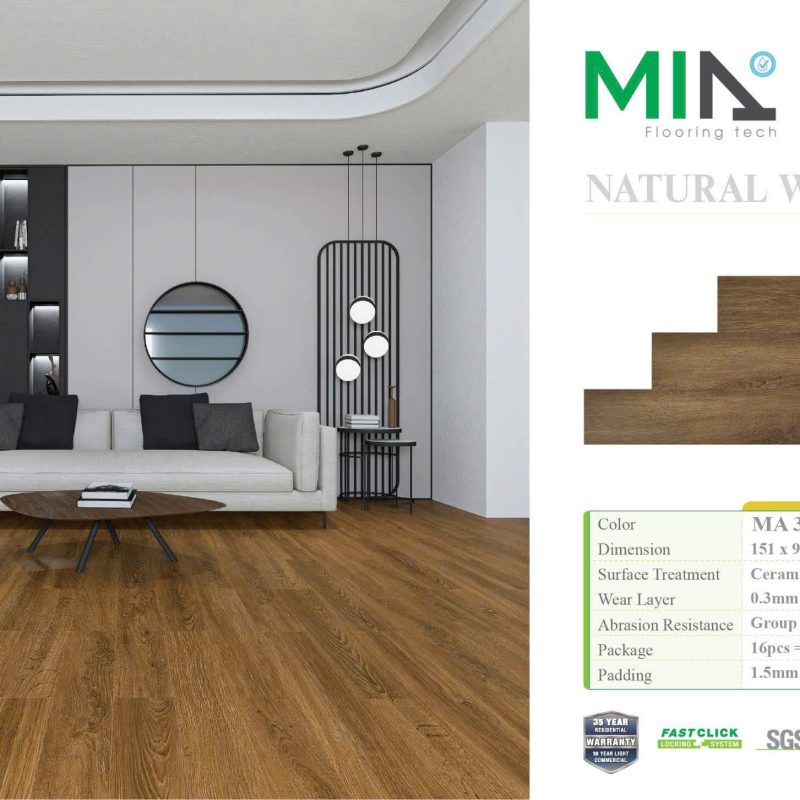 Sàn Nhựa Hèm Khóa MIA MA3708 5.7mm Đế Cao Su