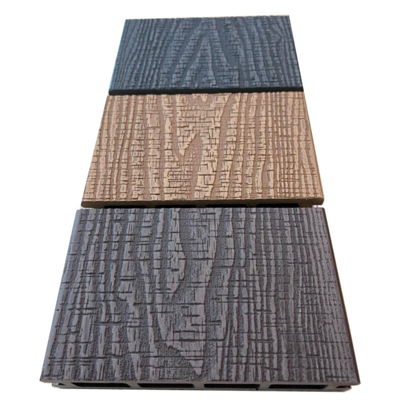Sàn gỗ nhựa ngoài trời in vân 3d có 3 màu