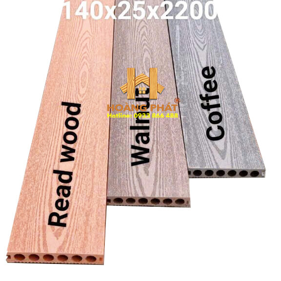 Sàn gỗ nhựa ngoài trời lỗ tròn kt 140 x 25 x 2200mm