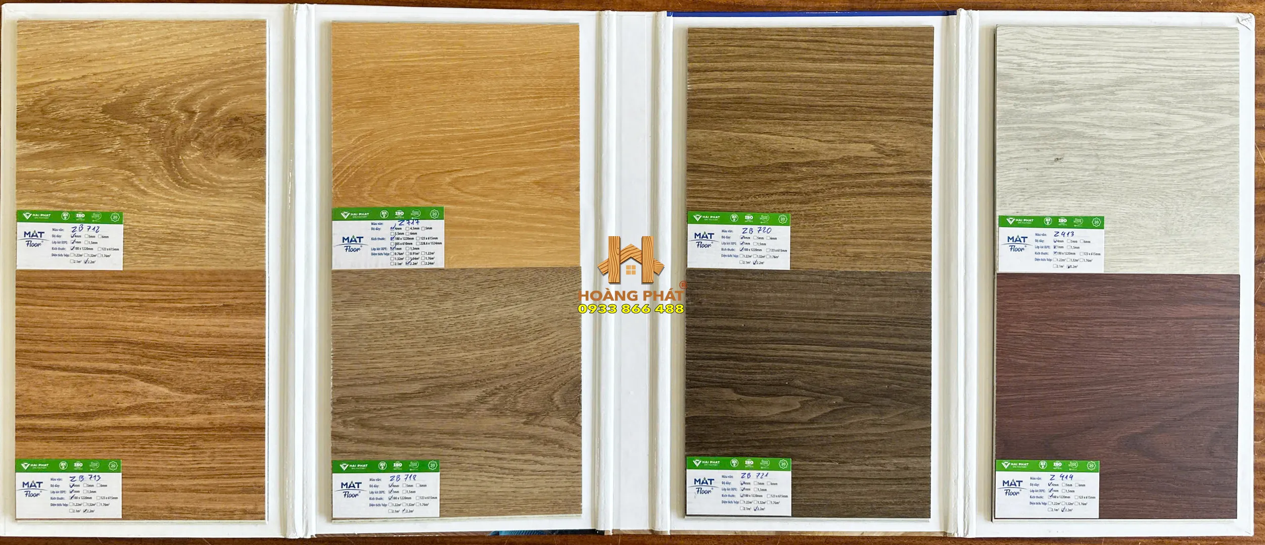Sàn Nhựa Hải Phát Mat Floor ZB717 2 Bảng màu sàn nhựa hải phát