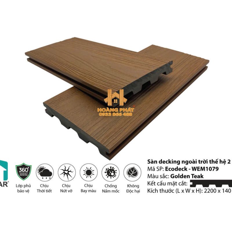 Sàn Gỗ Ngoài Trời 2 Lớp 3D Inovar Cao Cấp WEM1079