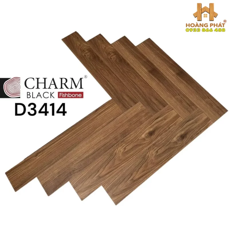 [NEW] Sàn Gỗ Charm Wood Xương Cá Cốt Đen D3414