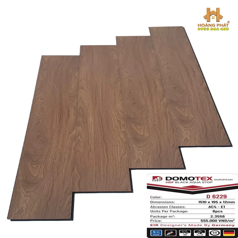Sàn Gỗ Domotex Cốt Đen 12mm D 6229