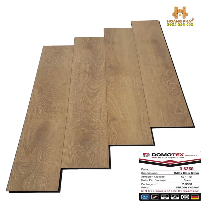 Sàn Gỗ Domotex Cốt Đen 12mm D 6259