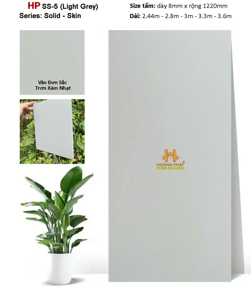 Tấm Ốp Than Tre Màu Đơn Sắc Mịn Nhám SS-5