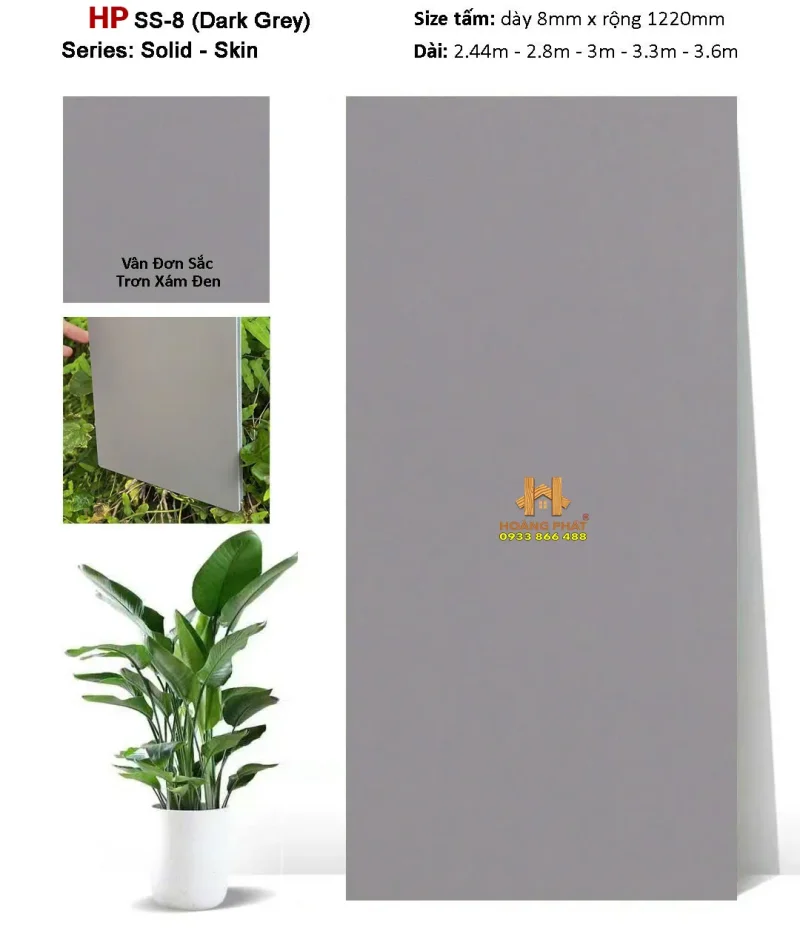Tấm Ốp Than Tre Màu Đơn Sắc Mịn Nhám SS-8