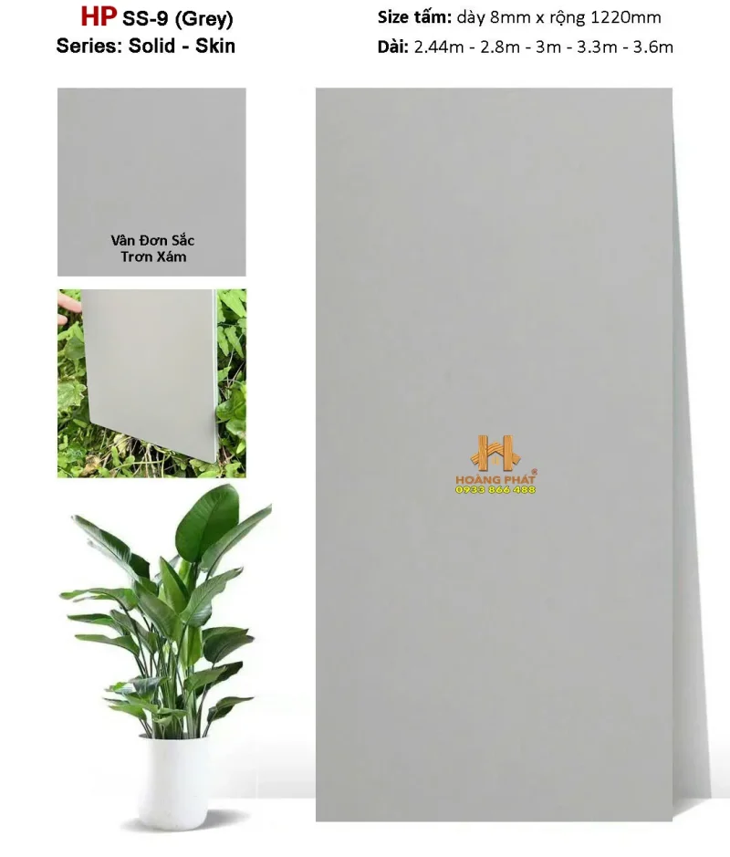 Tấm Ốp Than Tre Màu Đơn Sắc Mịn Nhám SS-9