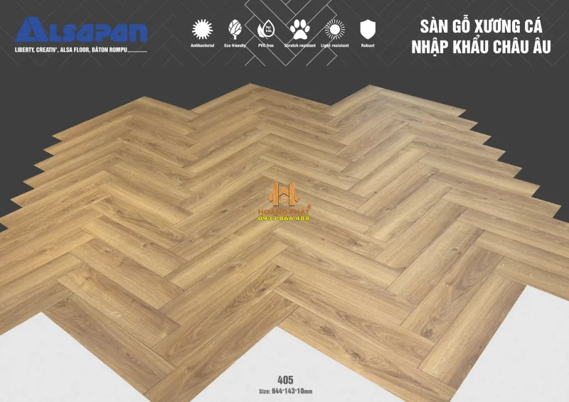 Sàn Gỗ Alsapan Xương Cá 10mm 405
