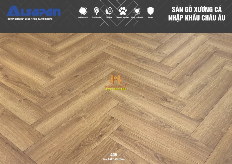 Sàn Gỗ Alsapan Xương Cá 10mm 405