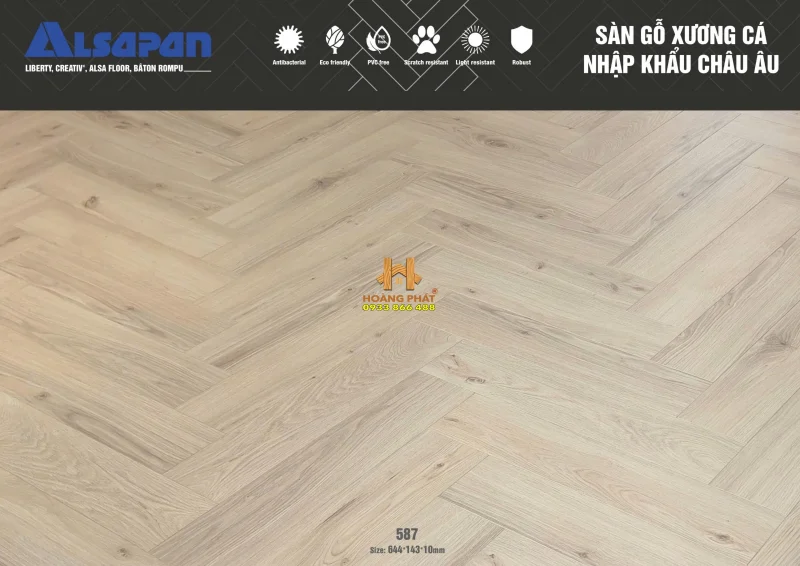 Sàn Gỗ Alsapan Xương Cá 10mm 587