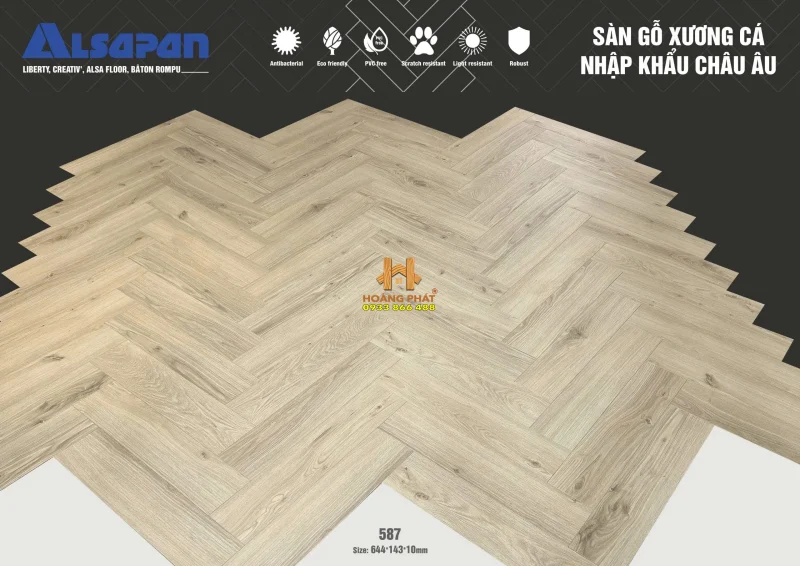 Sàn Gỗ Alsapan Xương Cá 10mm 587
