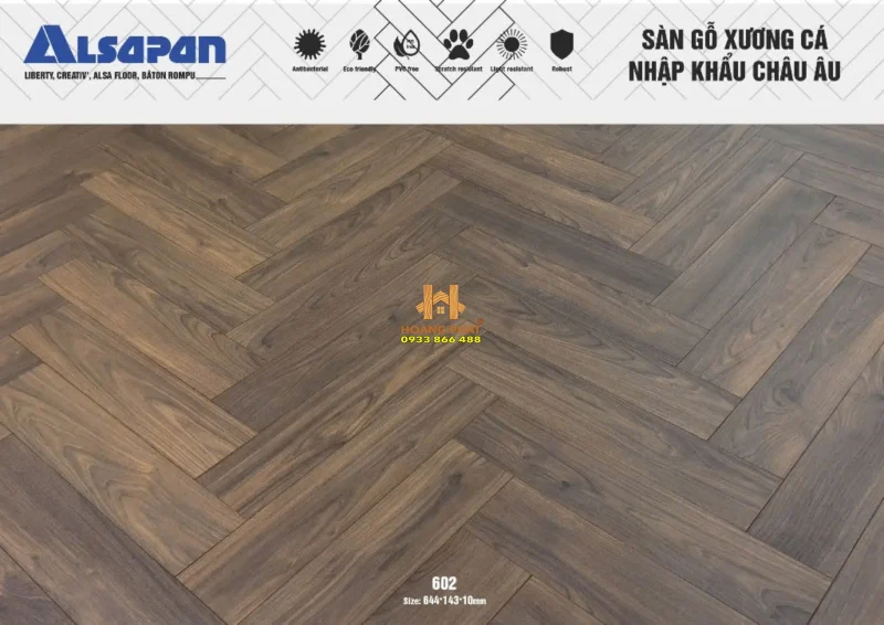 Sàn Gỗ Alsapan Xương Cá 10mm 602
