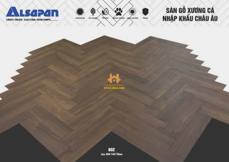 Sàn Gỗ Alsapan Xương Cá 10mm 602