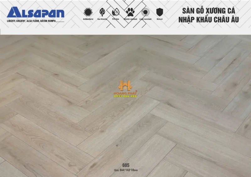Sàn Gỗ Alsapan Xương Cá 10mm 605