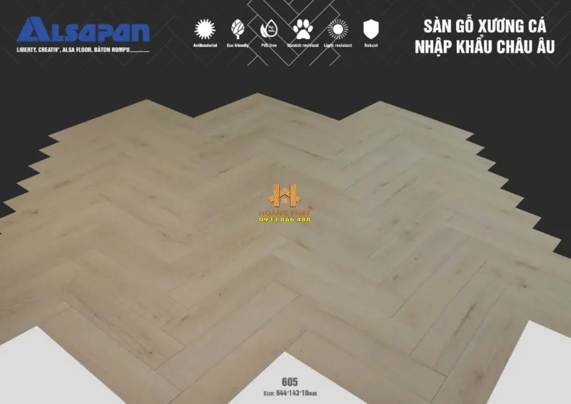 Sàn Gỗ Alsapan Xương Cá 10mm 605
