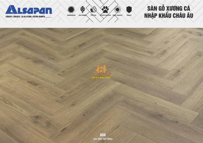 Sàn Gỗ Alsapan Xương Cá 10mm 606