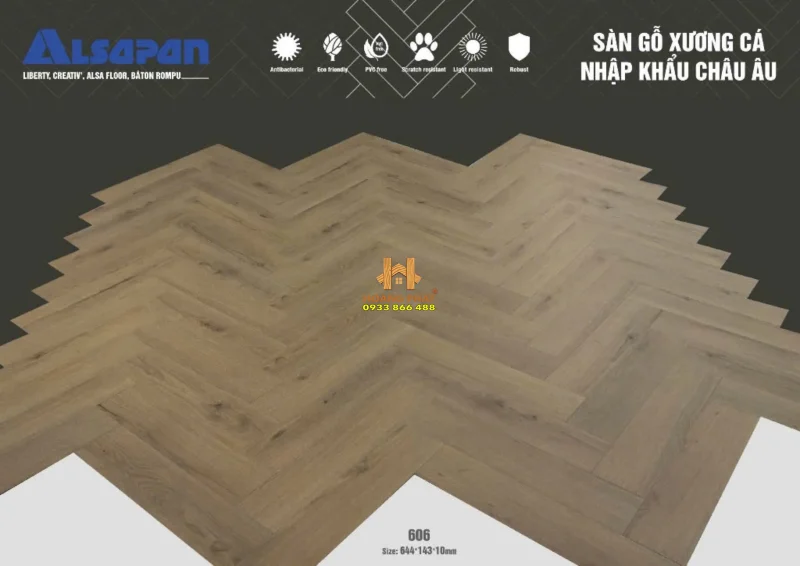 Sàn Gỗ Alsapan Xương Cá 10mm 606