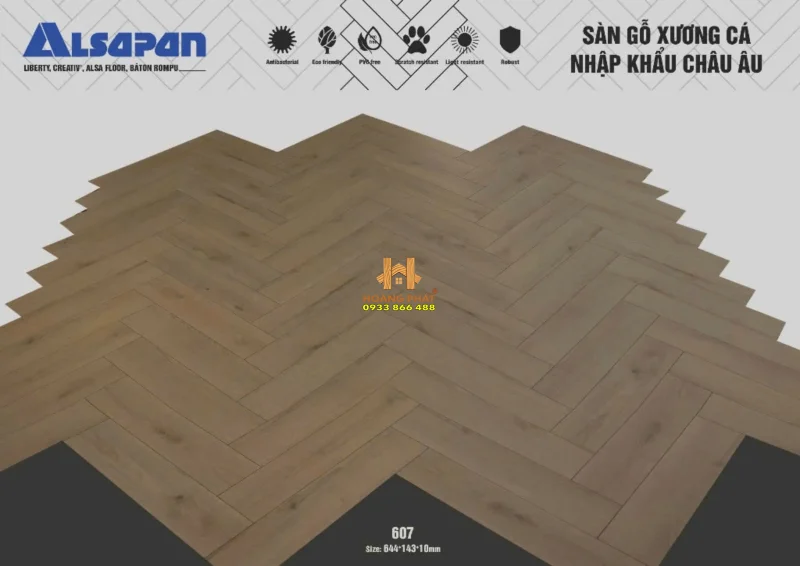 Sàn Gỗ Alsapan Xương Cá 10mm 607