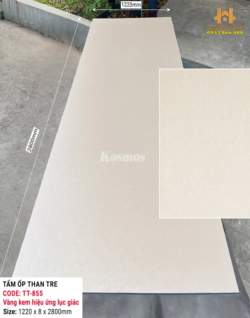 Tấm Ốp Than Tre 8mm Vân Vải Canvas Chống Xước TT-855
