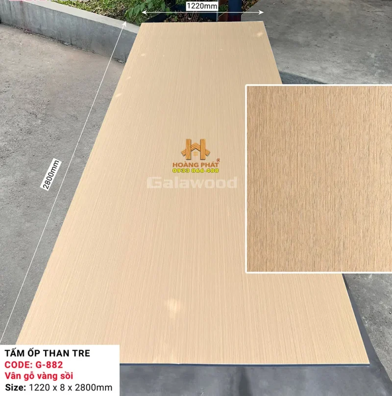Tấm Ốp Than Tre Galawood 8mm Vân Gỗ G-882