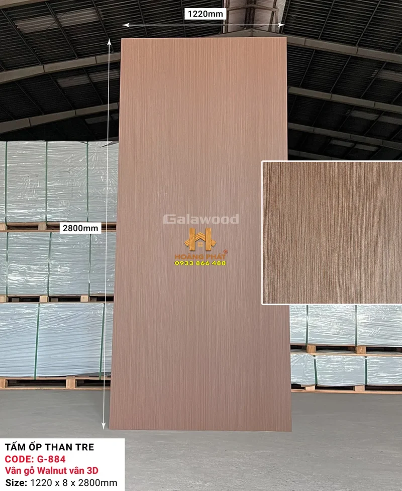 Tấm Ốp Than Tre Galawood 8mm Vân Gỗ G-884