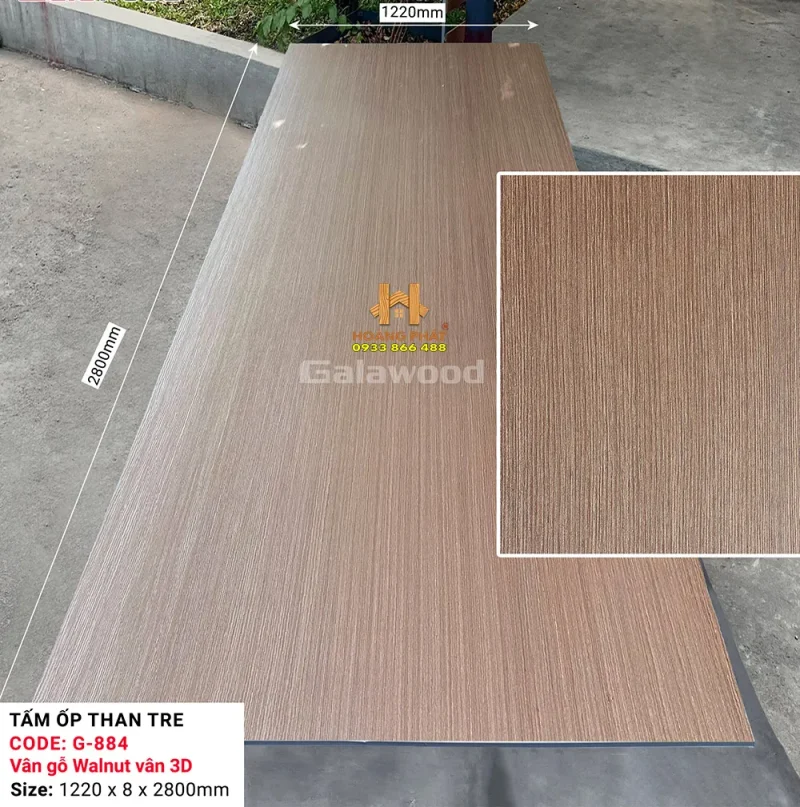 Tấm Ốp Than Tre Galawood 8mm Vân Gỗ G-884