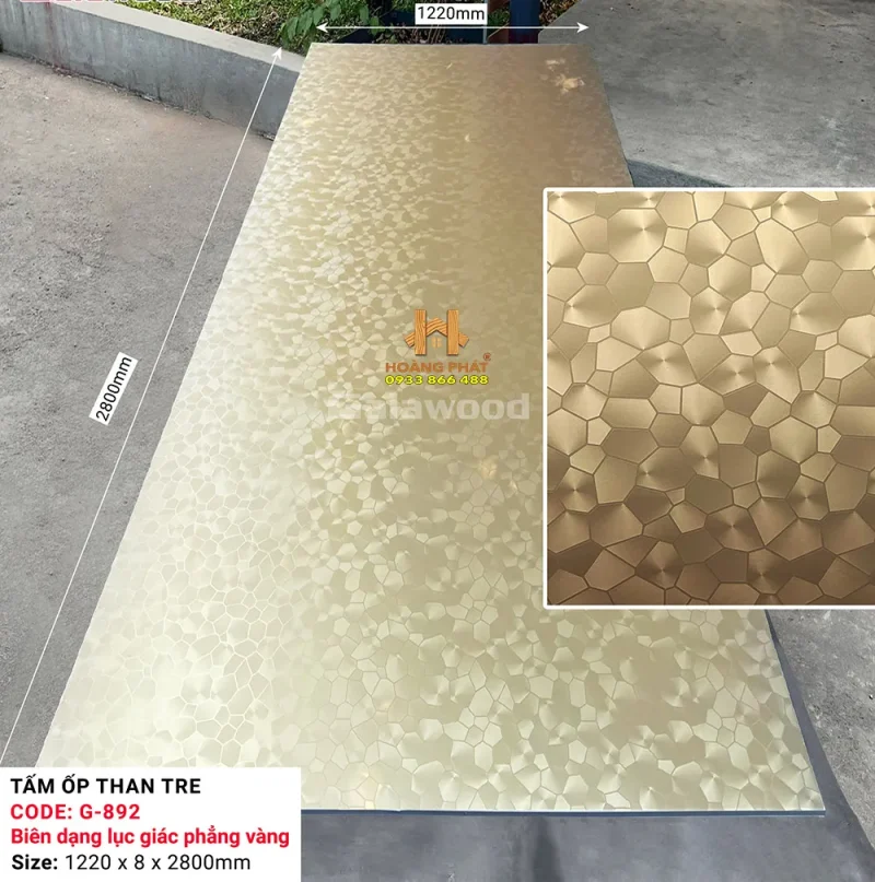 Tấm Ốp Than Tre Galawood 8mm Vân Kim Loại Biên Dạng Lục Giác G-892