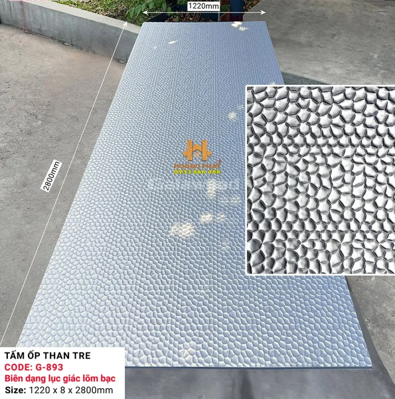 Tấm Ốp Than Tre Galawood 8mm Vân Kim Loại Biên Dạng Lục Giác G-893
