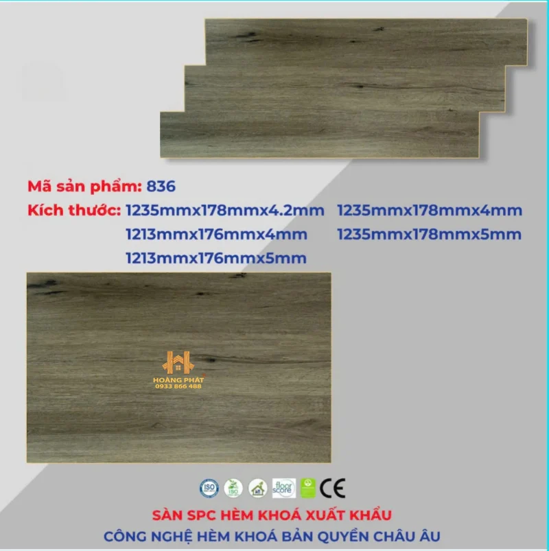 Sàn Nhựa Hoàng Phát Đế Cao Su HP-836