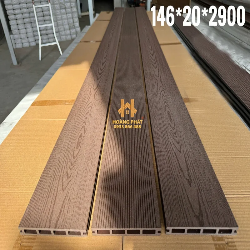 Sàn Gỗ Nhựa Ngoài Trời Dày 20mm màu Cafe, Teak