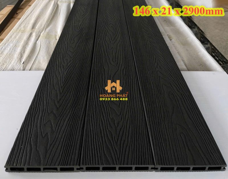 Sàn Gỗ Nhựa Ngoài Trời 3D Xám Đậm 146 x 21 x 2900mm