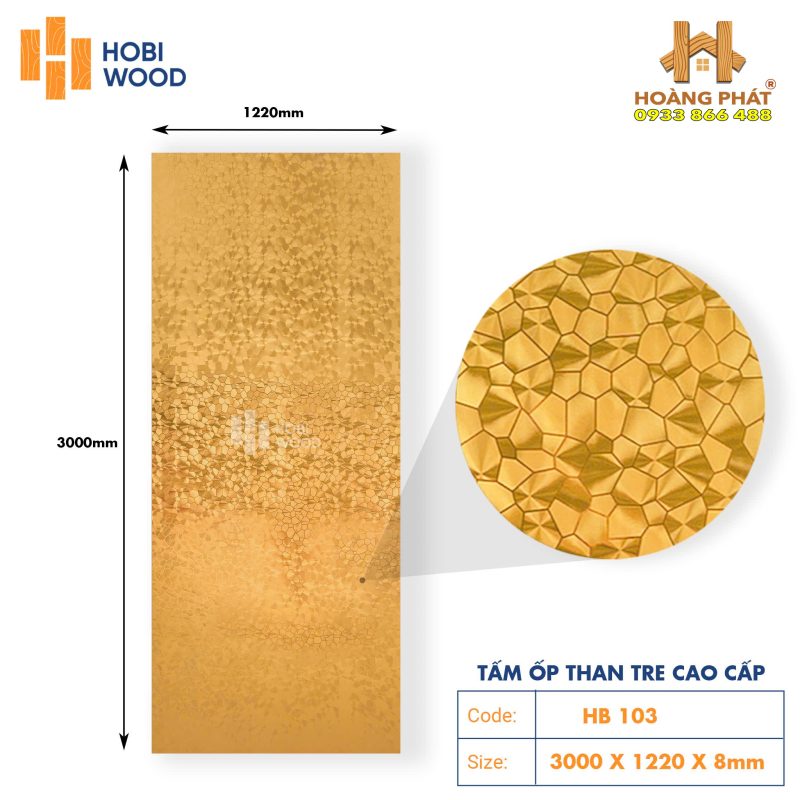 Tấm Ốp Than Tre Cao Cấp Kim Loại Đa Giác HB103