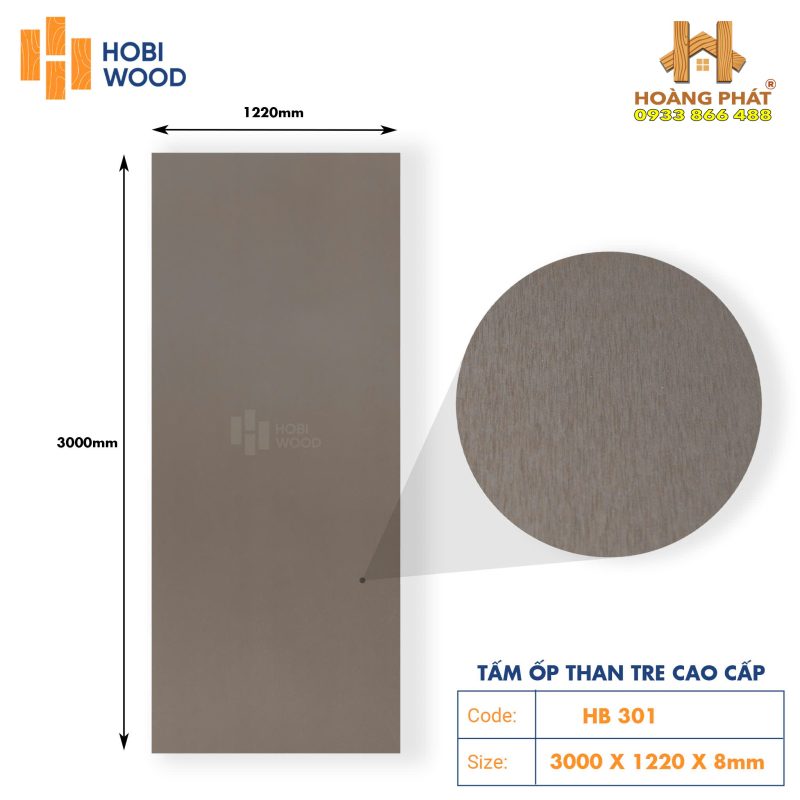 Tấm Ốp Than Tre Cao Cấp Vân Gỗ HB301
