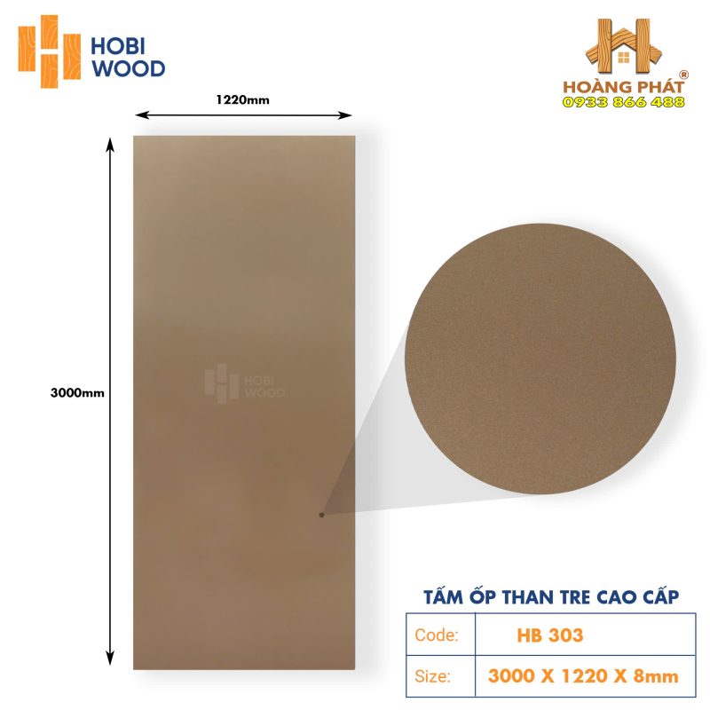 Tấm Ốp Than Tre Cao Cấp Vân Gỗ HB303