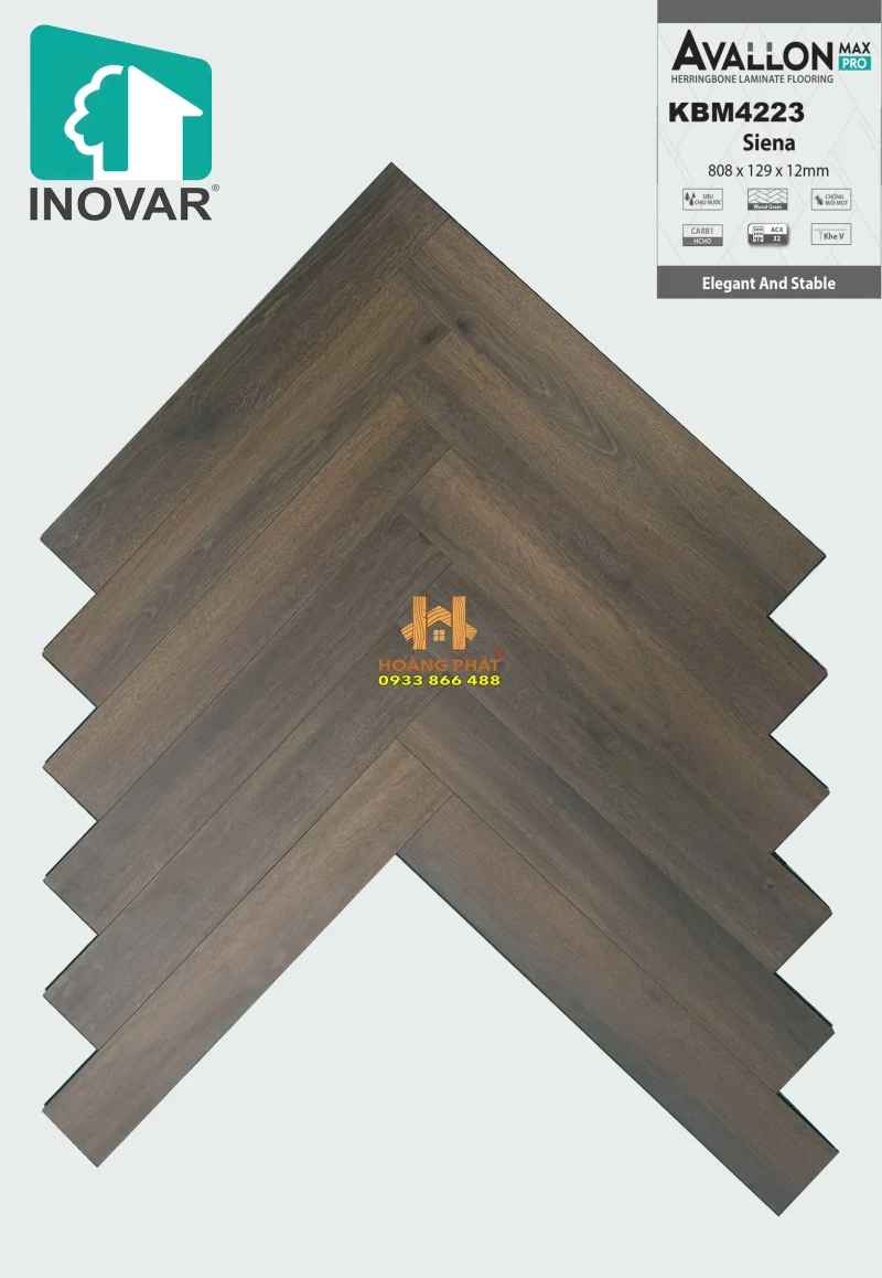 [NEW 2025] Sàn Gỗ Inovar Xương Cá 12mm Avallon Max Pro KBM4223