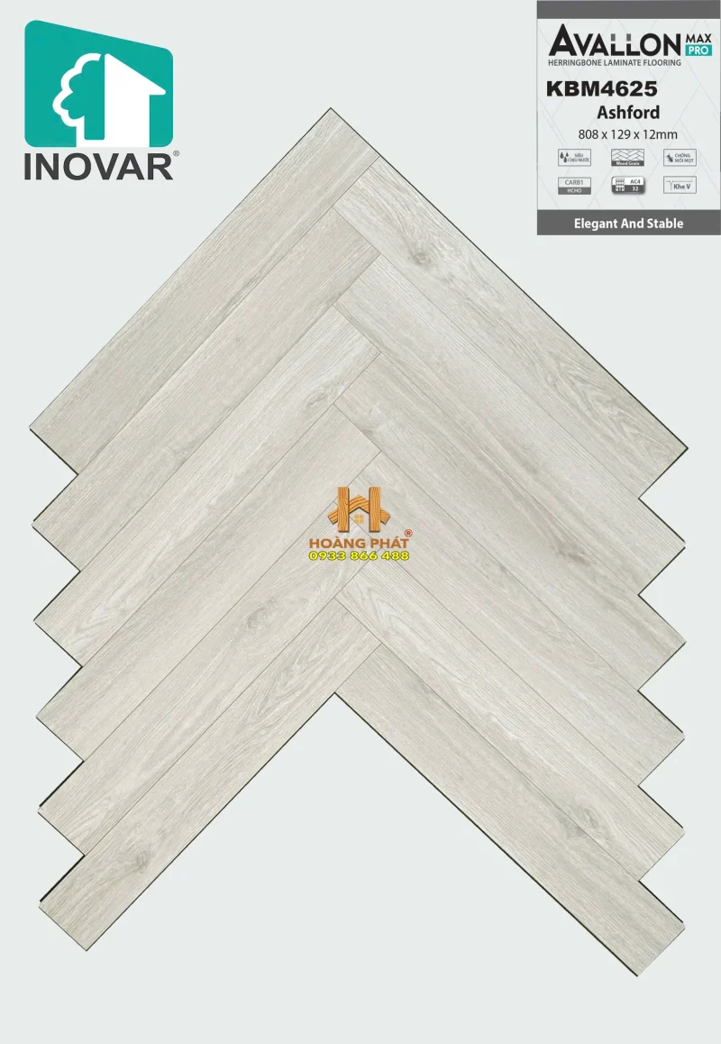 [NEW 2025] Sàn Gỗ Inovar Xương Cá 12mm Avallon Max Pro KBM4625
