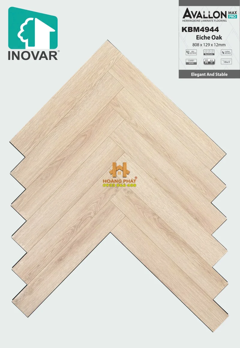 [NEW 2025] Sàn Gỗ Inovar Xương Cá 12mm Avallon Max Pro KBM4944