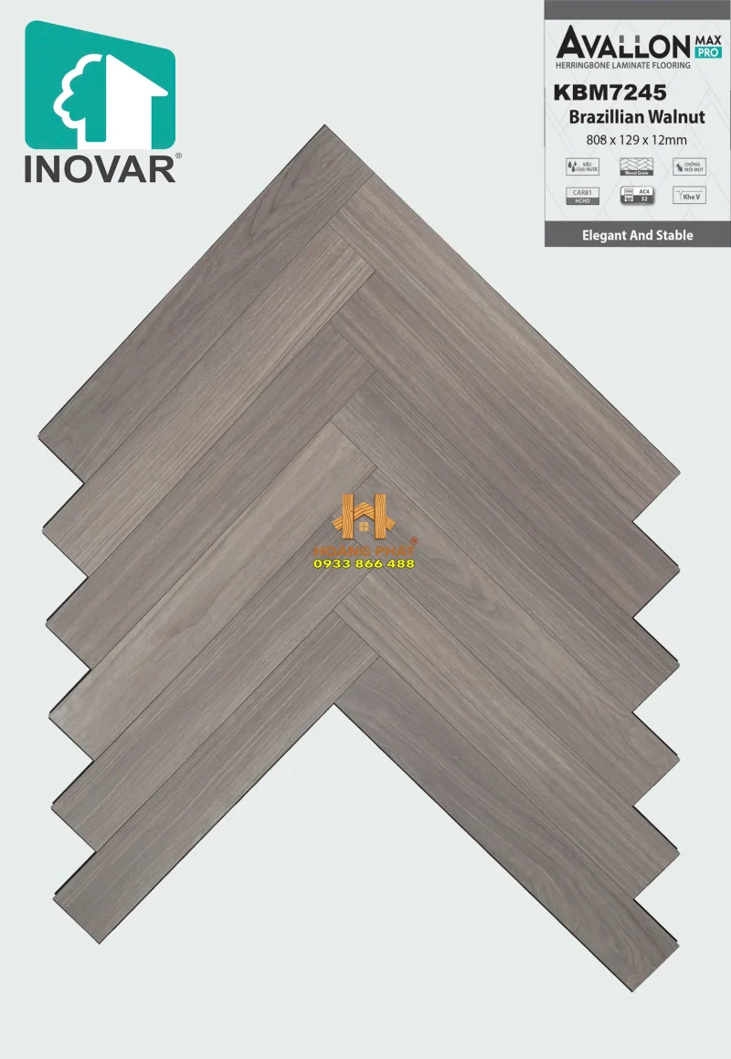 [NEW 2025] Sàn Gỗ Inovar Xương Cá 12mm Avallon Max Pro KBM7245