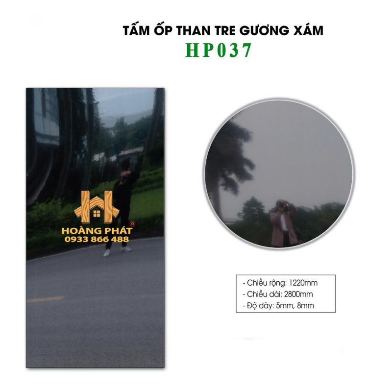 Tấm Ốp Than Tre Gương Xám Bóng HP037