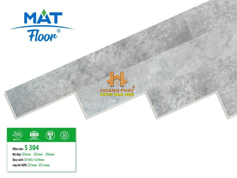Sàn nhựa hèm khóa đế cao su vân đá S304