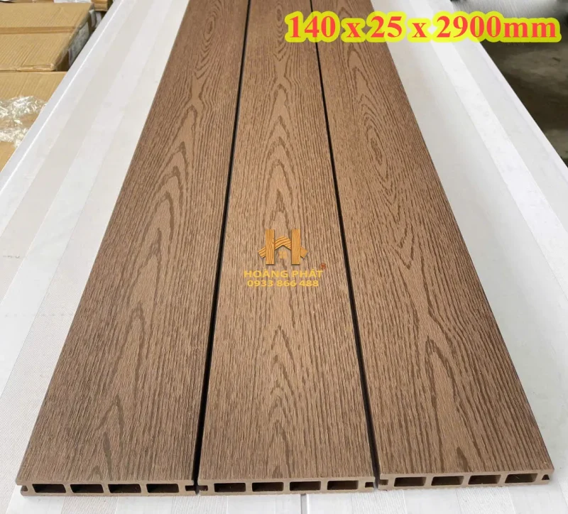 Sàn Gỗ Nhựa Ngoài Trời 2D Màu Coffee 140 x 25 x 2900mm