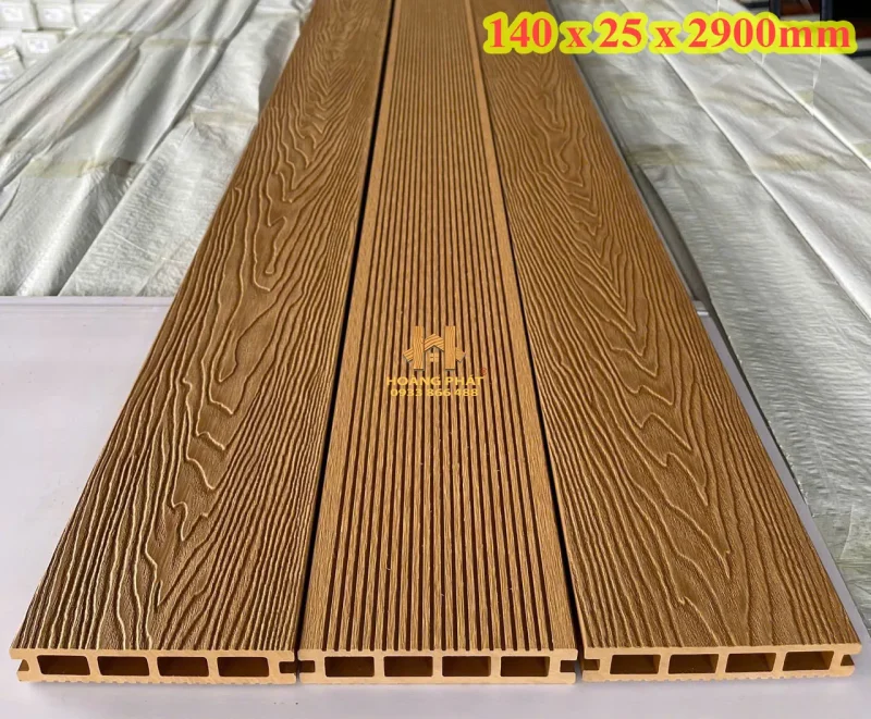 Sàn Gỗ Nhựa Ngoài Trời 3D Màu Teak 140 x 25 x 2900mm
