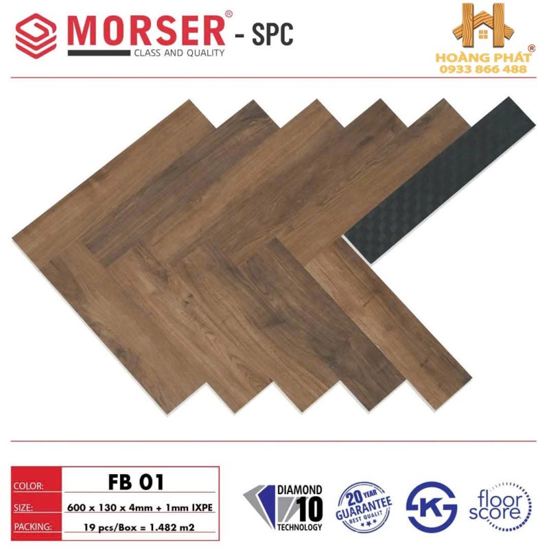 Sàn Nhựa Xương Cá Morser Đế Cao Su FB01
